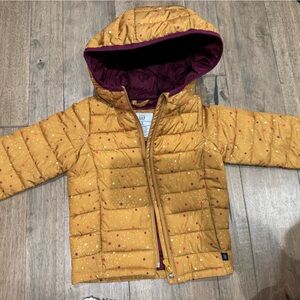 3T Gap Kids Mustard Yellow with Purple / Pink Stars Puffer Jacket